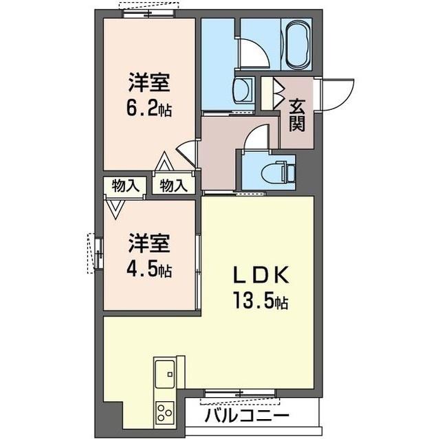 フロントマーレ(2LDK/2階)の間取り写真