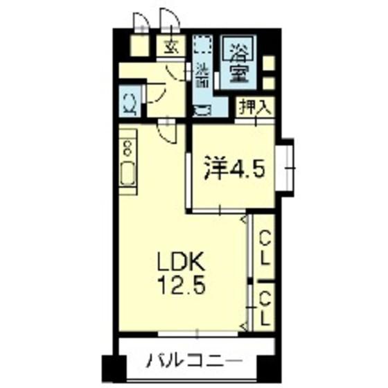 ライズ熊大病院前(1LDK/6階)の間取り写真