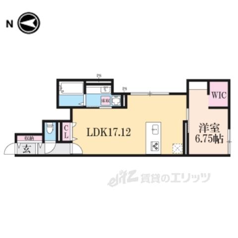 ベルリード聚楽廻(1LDK/1階)の間取り写真