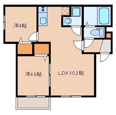 ベルデマール香椎(2LDK/2階)の間取り写真