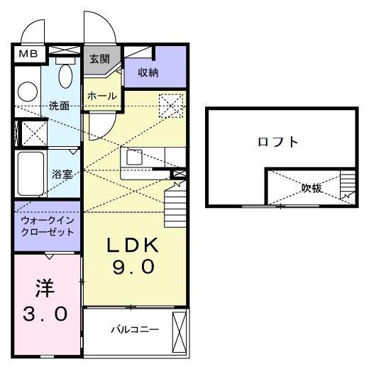 ルーインズ横内(1LDK/2階)の間取り写真