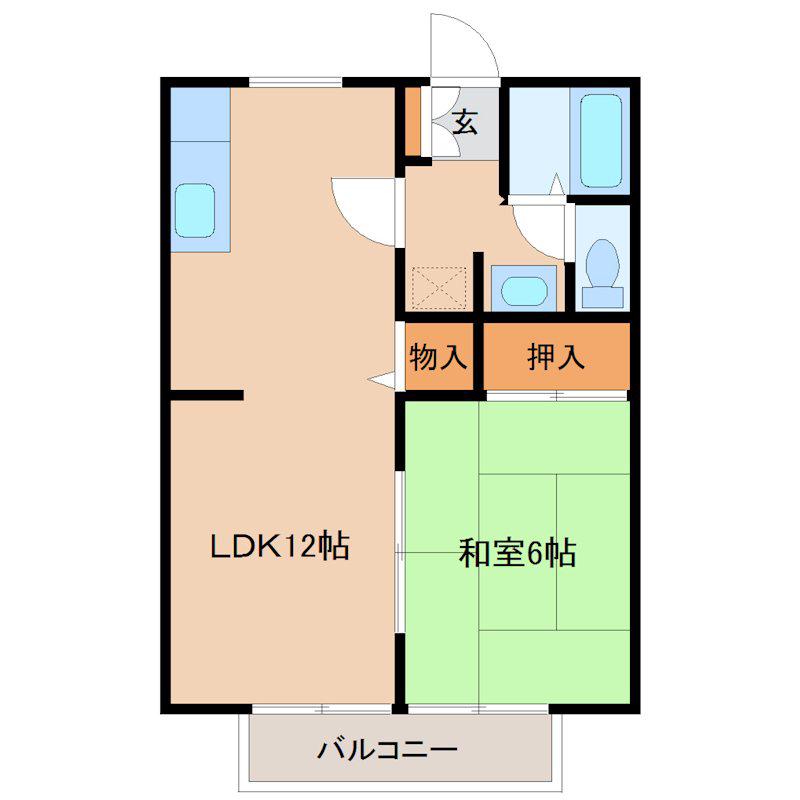 サンライフ・ロコB(1LDK/1階)の間取り写真