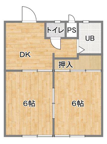 綾ノ内パナハイツ(2DK/2階)の間取り写真