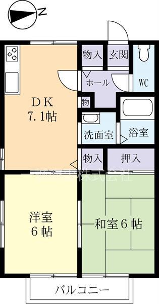 ベル白梅(2DK/2階)の間取り写真