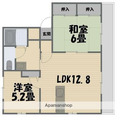ボヌール・ユウ(2LDK/2階)の間取り写真