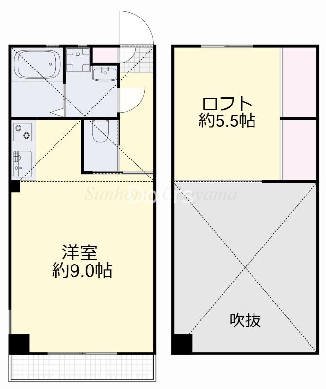 モデラート(1K/2階)の間取り写真