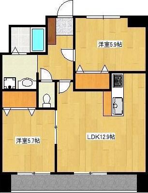 クロノス34田井島II(2LDK/11階)の間取り写真