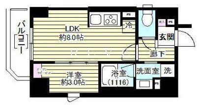 レガシア御茶ノ水(1LDK/8階)の間取り写真