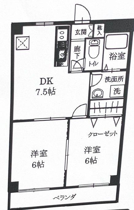 キャピタル南越(2DK/2階)の間取り写真
