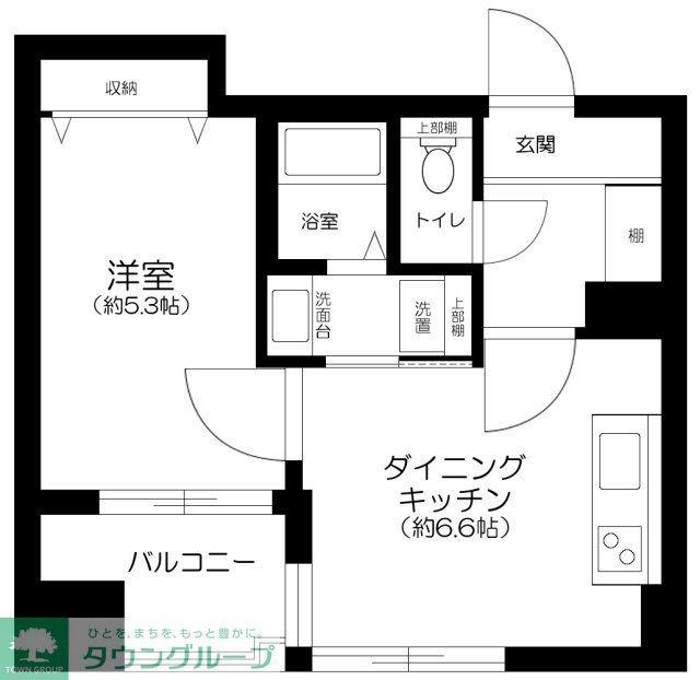 TMビル(1DK/5階)の間取り写真