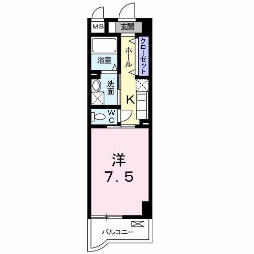 アルバルーチェ(1K/2階)の間取り写真