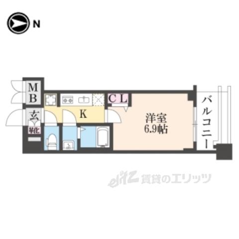 プレサンス京都東寺(1K/7階)の間取り写真