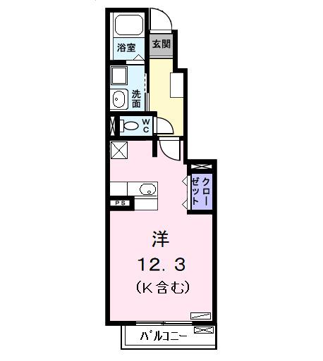 クレア デ メゾン(ワンルーム/1階)の間取り写真