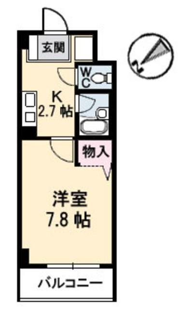 JRBハイツ横川(1K/3階)の間取り写真