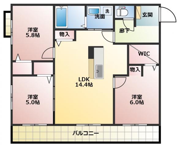 BRILLANTE GISHOU(3LDK/1階)の間取り写真