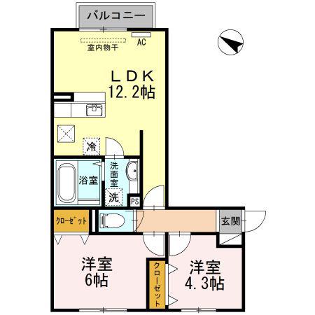 CASA FELICE A棟(2LDK/1階)の間取り写真
