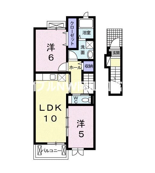 ミッドタウン玉野 八号館(2LDK/2階)の間取り写真