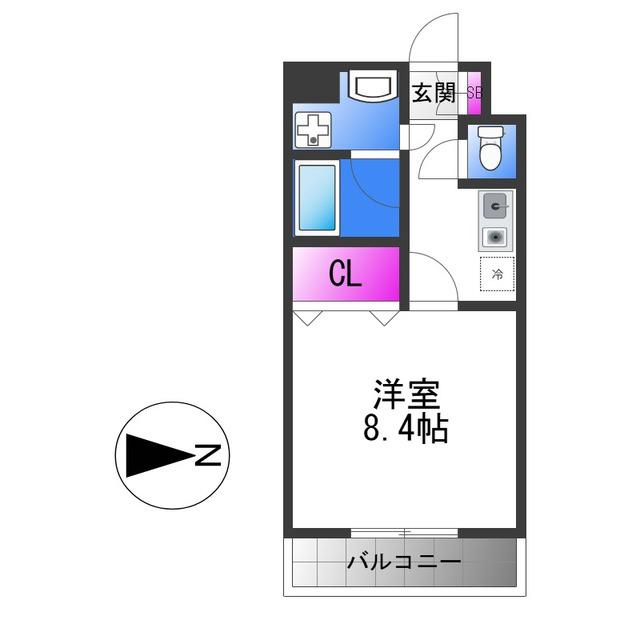 メルディアキューブやえのさと(1K/9階)の間取り写真