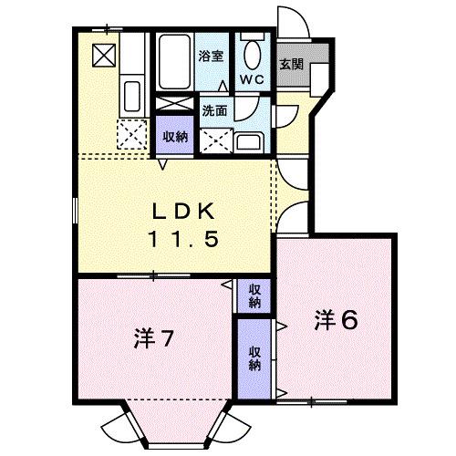 メゾンセレッソ I(2LDK/1階)の間取り写真