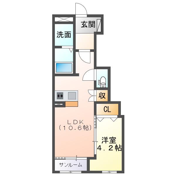 BELLE POIRE(1LDK/1階)の間取り写真