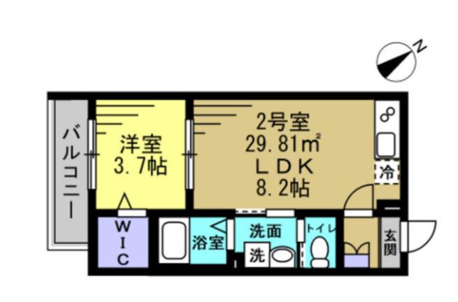 エイチディー南柏(1LDK/2階)の間取り写真