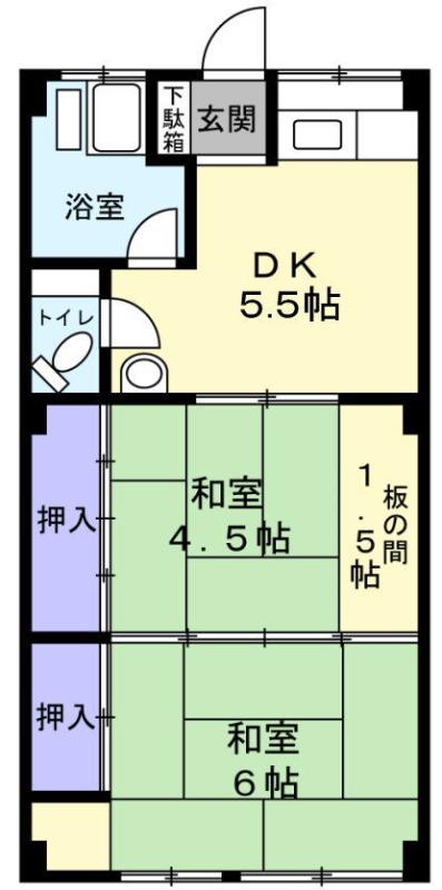シティハイム船橋(2DK/1階)の間取り写真