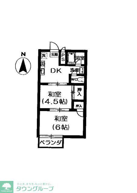 荻窪ハイム(2DK/2階)の間取り写真
