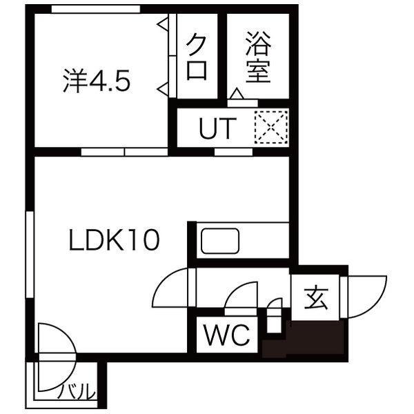 ルーク南4条(1LDK/4階)の間取り写真