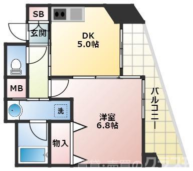シャインビュー新大阪(1DK/5階)の間取り写真