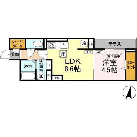 グラナーデ徳丸(1LDK/1階)の間取り写真