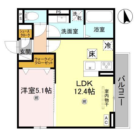 DS北条口(1LDK/1階)の間取り写真
