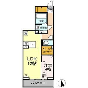 D-ROOM新生(1LDK/2階)の間取り写真