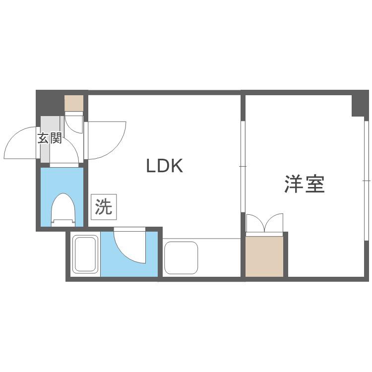 サニープレイス北21東12(1DK/2階)の間取り写真