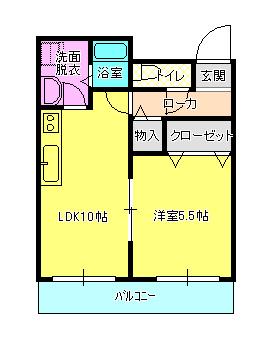 ピュア日の出(1LDK/1階)の間取り写真