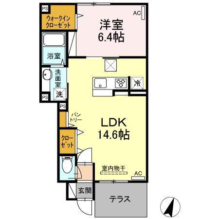 東急田園都市線 梶が谷駅 徒歩14分 2階建 築5年(1LDK/1階)の間取り写真