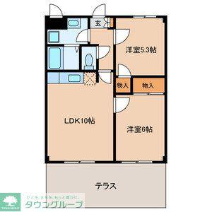 ピュアパレス・H1(2LDK/1階)の間取り写真
