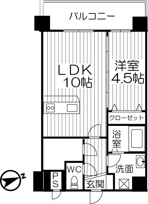 フラッツハルミ自由が丘(1LDK/2階)の間取り写真
