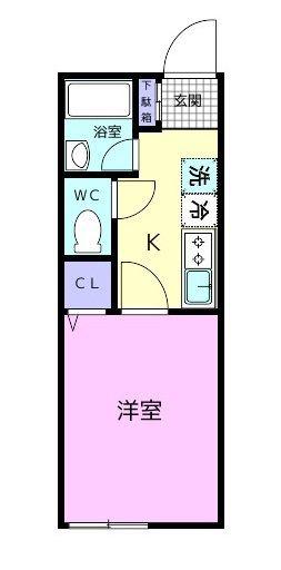 TJ杭ノ瀬II B(1K/1階)の間取り写真