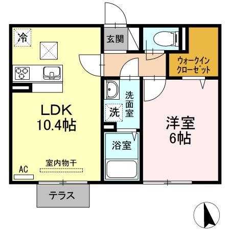 ソレール ヴィラII(1LDK/1階)の間取り写真