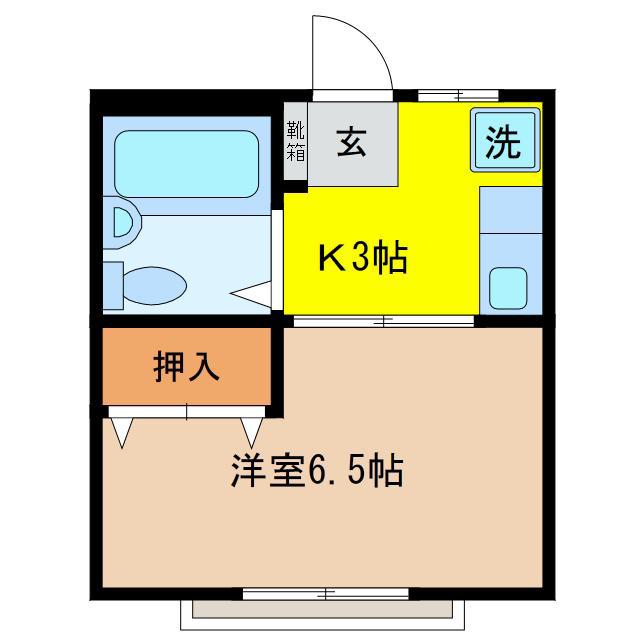 宝ハイツ(1K/1階)の間取り写真