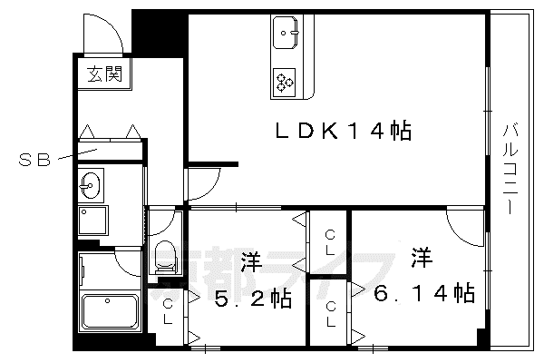 CAVEDEK(2LDK/1階)の間取り写真
