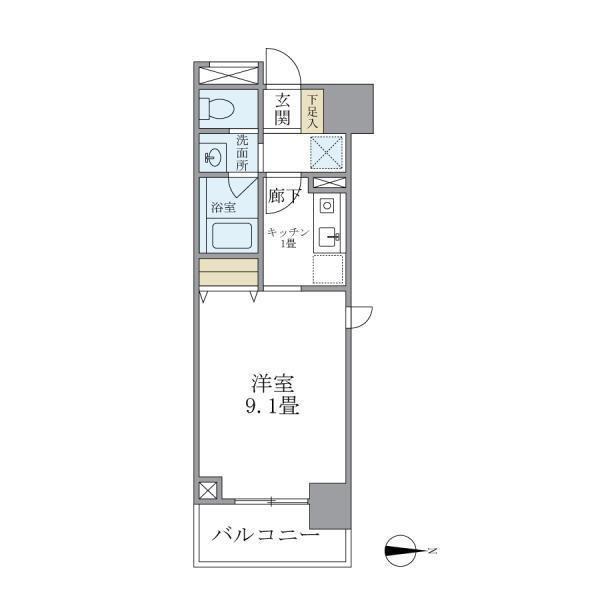 マイプレジール広尾(1K/4階)の間取り写真