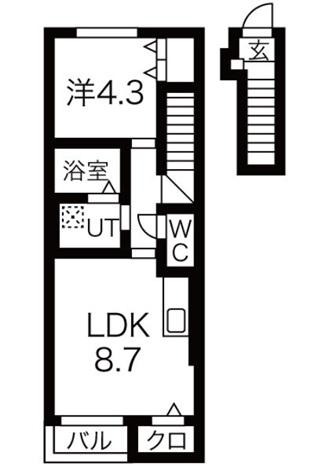 アルトゥーラA&W(1LDK/2階)の間取り写真