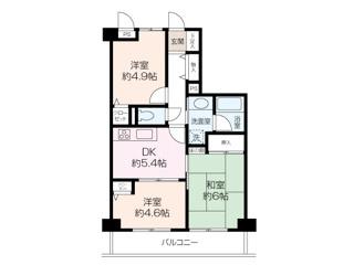 クリオ横須賀中央参番館(3DK/4階)の間取り写真