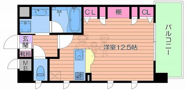KAISEI天王寺(ワンルーム/8階)の間取り写真