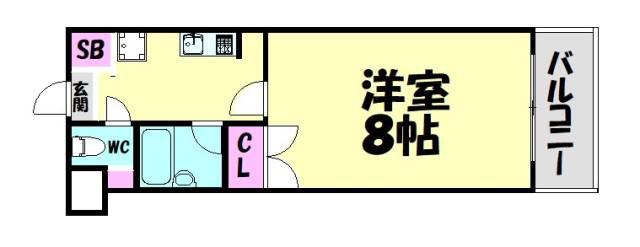 コレクション鳳東(1K/4階)の間取り写真