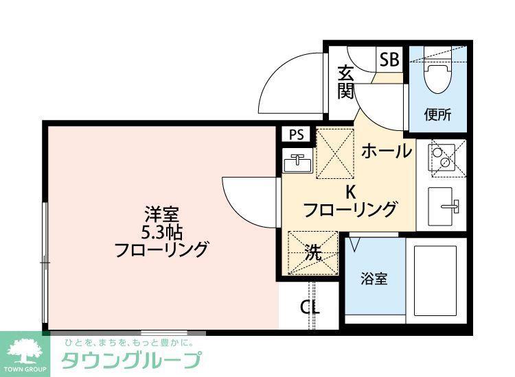 グランクオール氷川台(1K/4階)の間取り写真