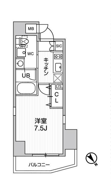 ステージファースト浅草橋III(1K/11階)の間取り写真