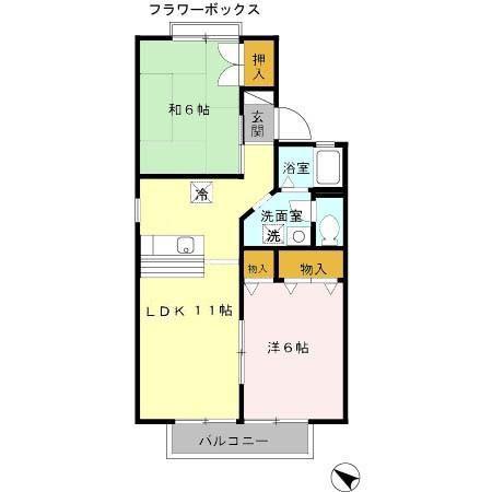 ソレイユイトウA(2LDK/1階)の間取り写真