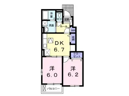 サンリット・スクエアF(2DK/1階)の間取り写真